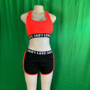 Orange love short set